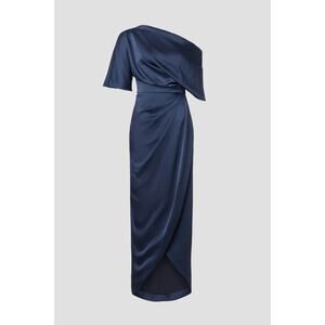 Theia Navy Blue One-Shoulder Midi Dress